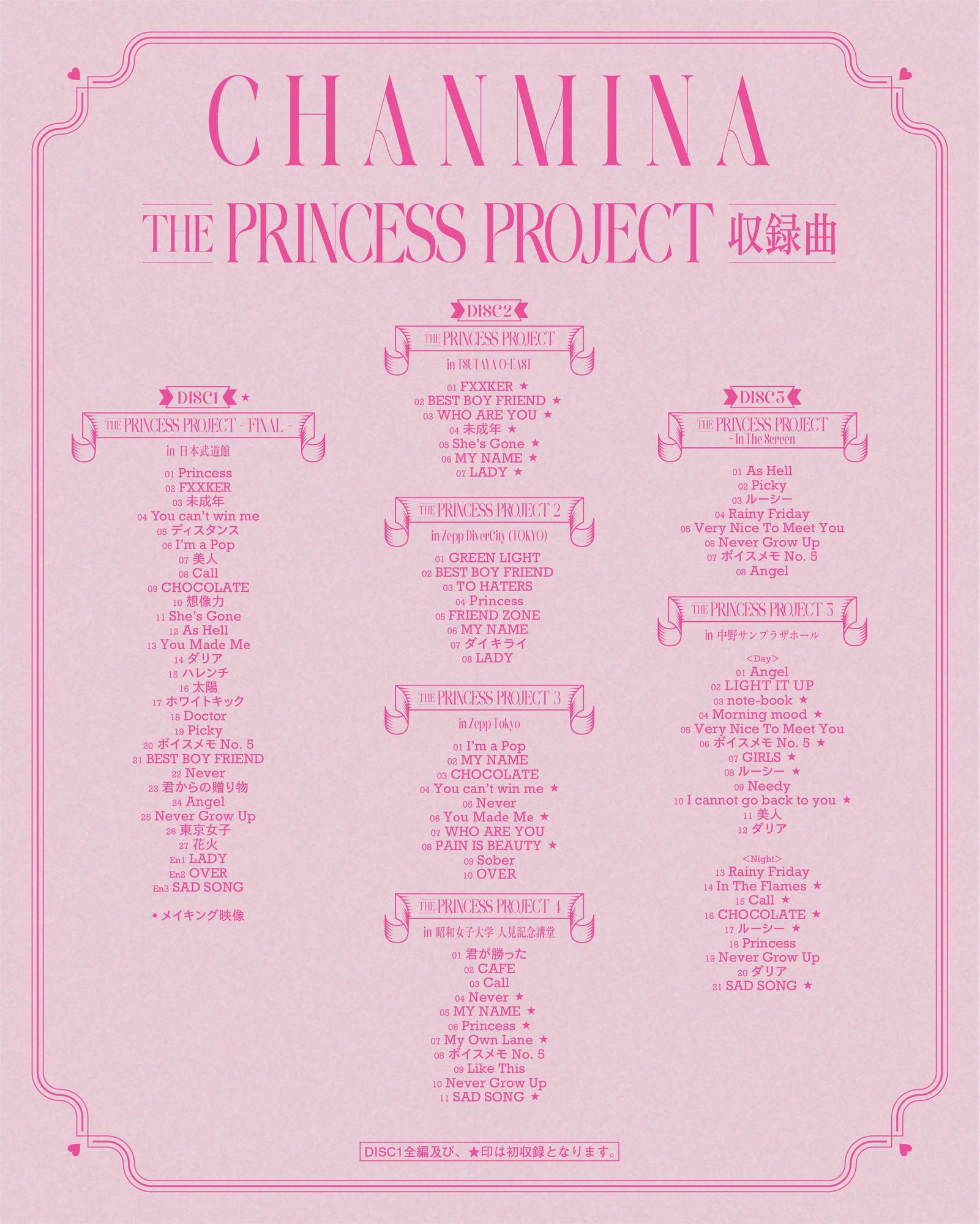 THE PRINCESS PROJECT』／『THE PRINCESS PROJECT - FINAL - 』の収録 